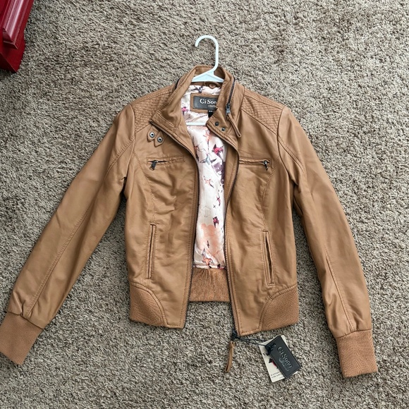 Ci Sono Jackets & Blazers - Brown faux leather jacket (small)